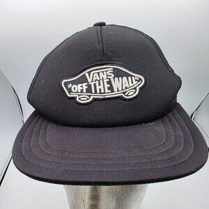 Vans Off The Wall Adults Adjustable Snapback Black Trucker Hat Skateboard Cap
